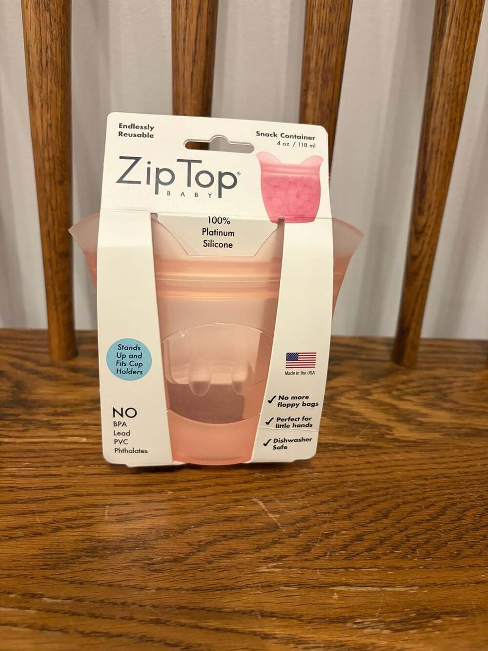 Zip Top Baby 4oz Reusable Silicone Snack Container - Pink